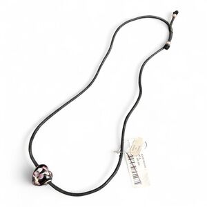 Free People Black and Purple Floral Heart Pendant Necklace NWT